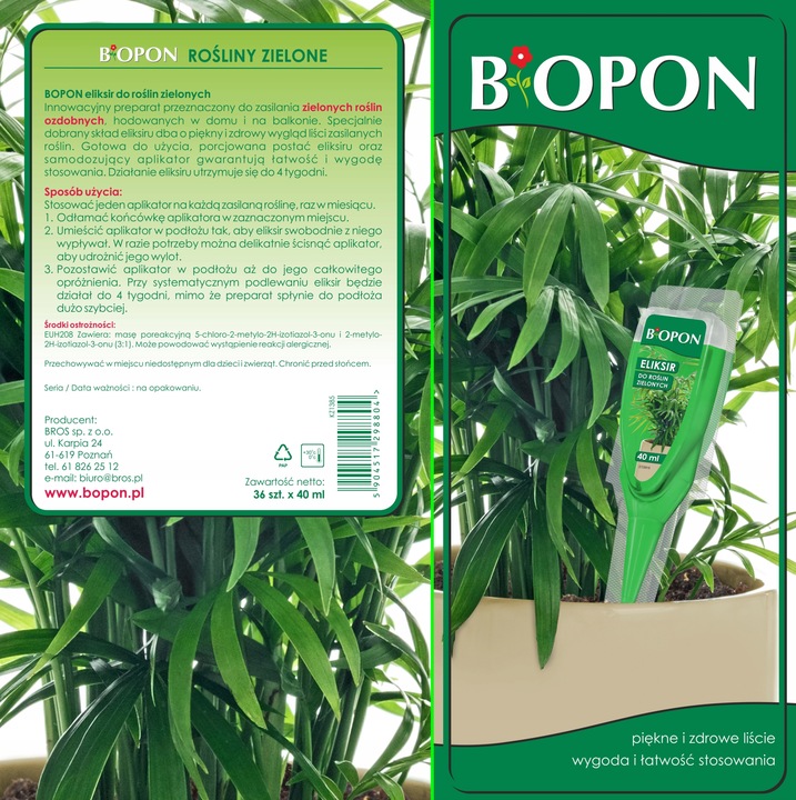 BOPON Nawóz odżywka eliksir do roślin zielonych Biopon 40 ml - 10