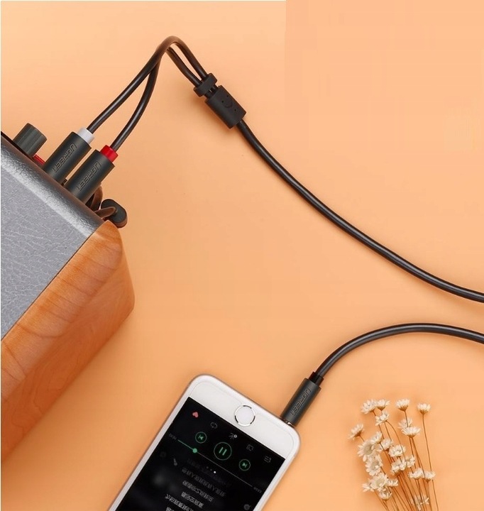 Kabel 1m mini Jack - 2 x RCA cinch chinch UGREEN kabel audio mocny