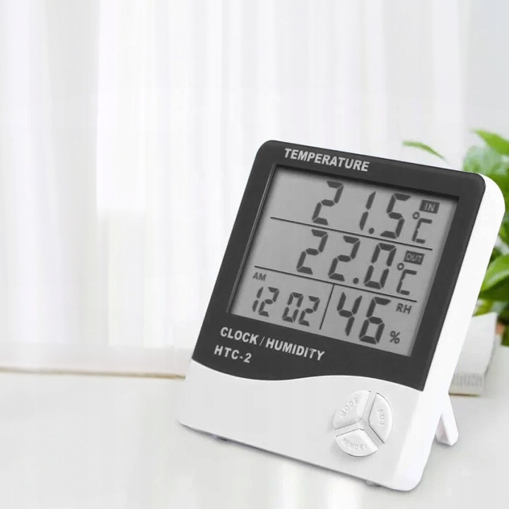 STACJA POGODOWA POGODY TERMOMETR HIGROMETR CZUJNIK SONDA ZEGAR BUDZIK