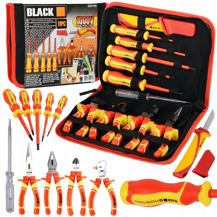 MEGA ZESTAW NARZĘDZI I WKRĘTAKÓW DLA ELEKTRYKA IZOLOWANE 1000V 11EL