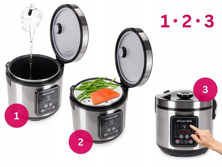 MULTICOOKER ELEKTRYCZNY GARNEKGARNEK SZYBKOWAR PAROWAR 13 PROGRAMÓW