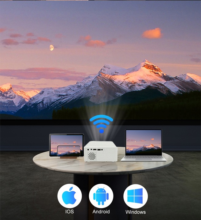 PROJEKTOR RZUTNIK ANDROID SMART TV WIFI FULL HD 7000lm 400 ANSI LED BT