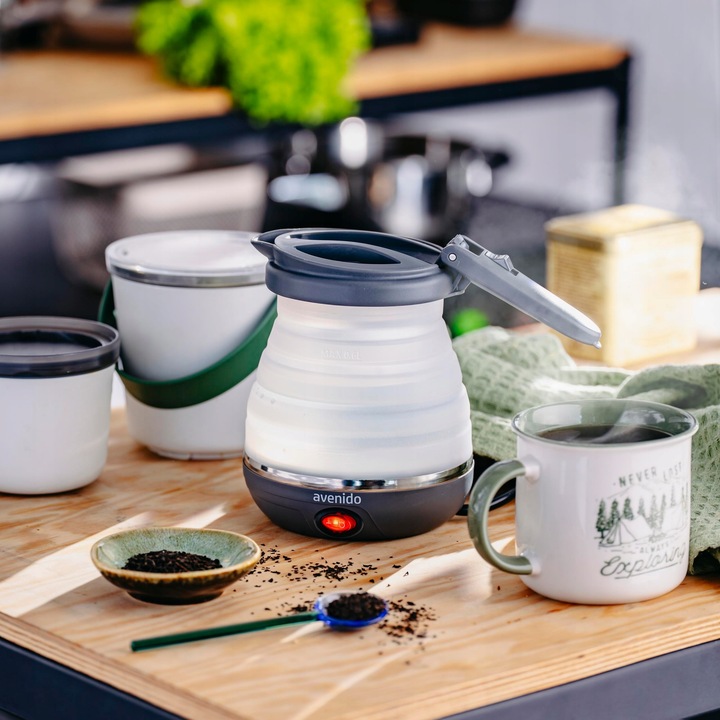 Czajnik Turystyczny Składany Silikonowy Szary AGD Drobne Do Kuchni