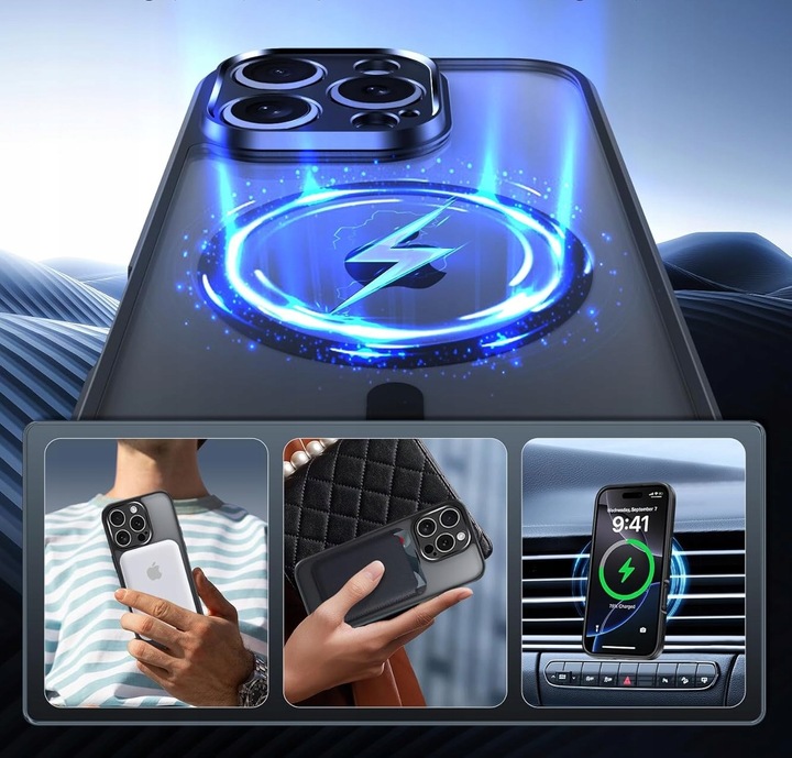 Etui do iPhone 16 PRO 5G do MagSafe WZMACNIANE 360° MATT CASE + 2x SZKŁO