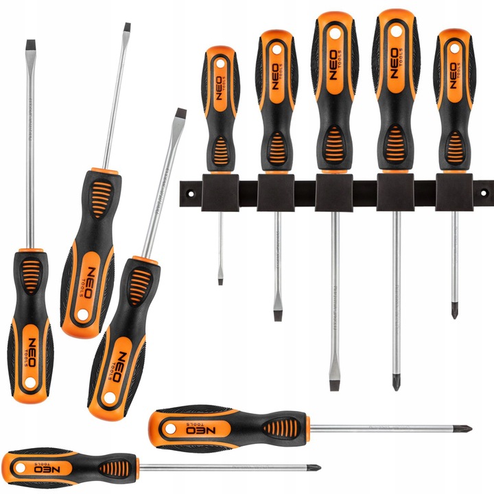 NEO KOMPLET WKRĘTAKÓW ŚRUBOKRĘTÓW ZESTAW 5 SZTUK MAGNES + UCHWYT 04-192