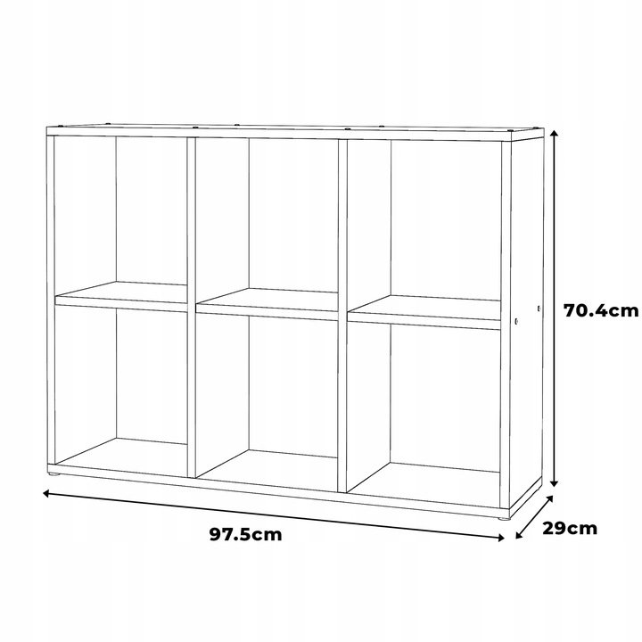 REGAŁ NA KSIĄŻKI BIAŁY OTWARTY 6 POJEMNYCH DREWNIANYCH PÓŁEK NA