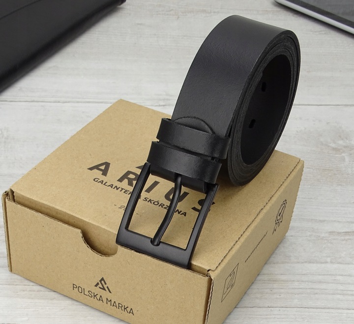 Pasek skórzany męski Modny czarny skóra naturalna do spodni garniturowych