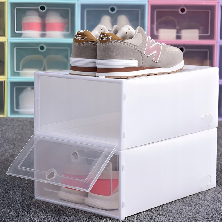 10 x PUDEŁKO POJEMNIK ORGANIZER NA BUTY Z KLAPĄ SZAFKA MODUŁOWA BIAŁA