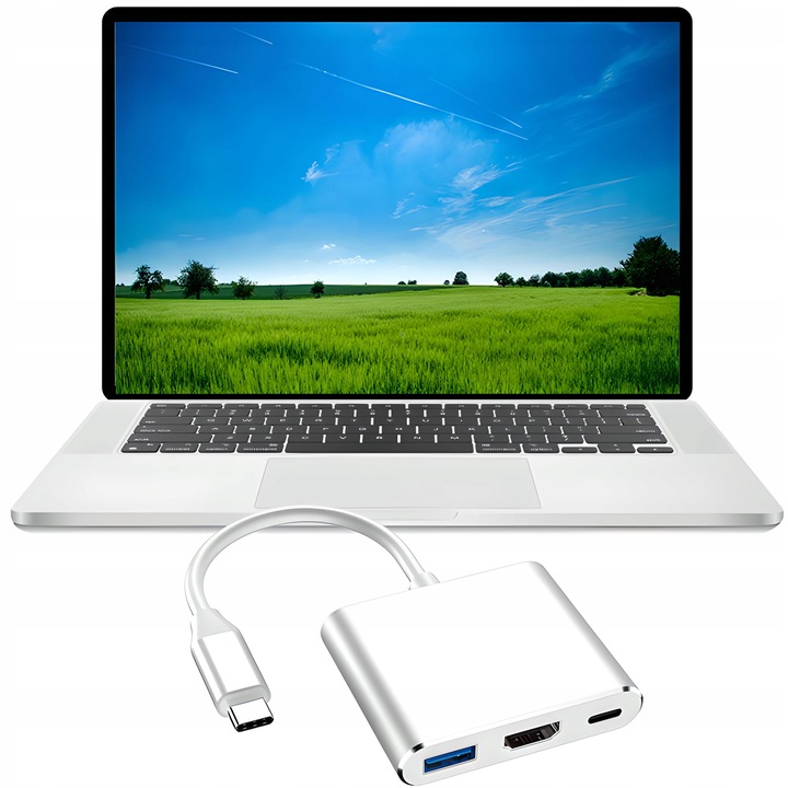 PRZEJŚCIÓWKA ADAPTER 3W1 USB-C 4K HDMI HUB USB 3.0 KONWERTER 100W 3A