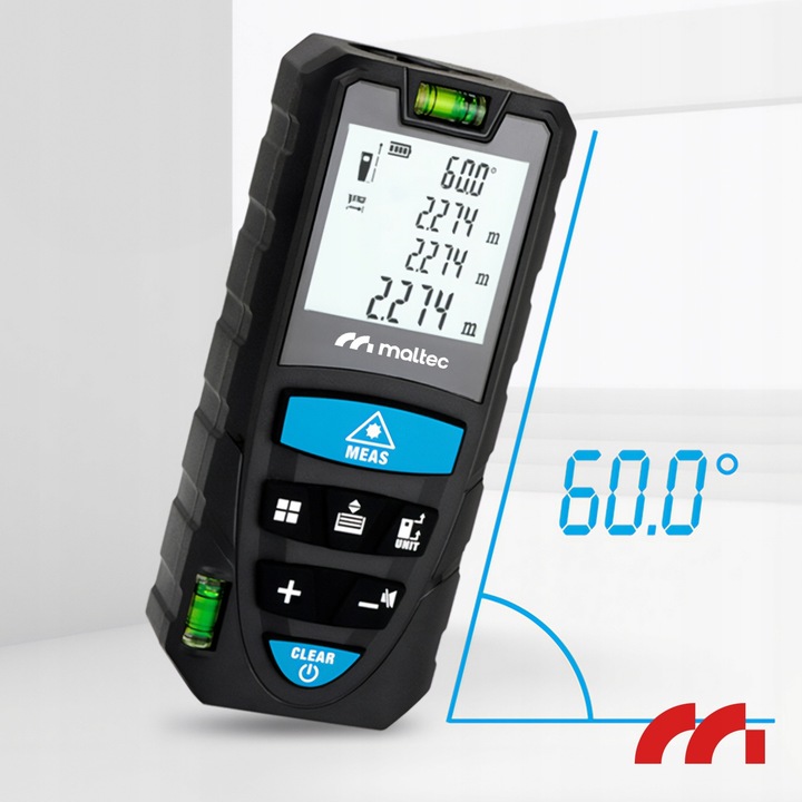 DALMIERZ LASEROWY 50M KĄTOMIERZ POZIOMICA CYFROWY MIERNIK ODLEGŁOŚCI
