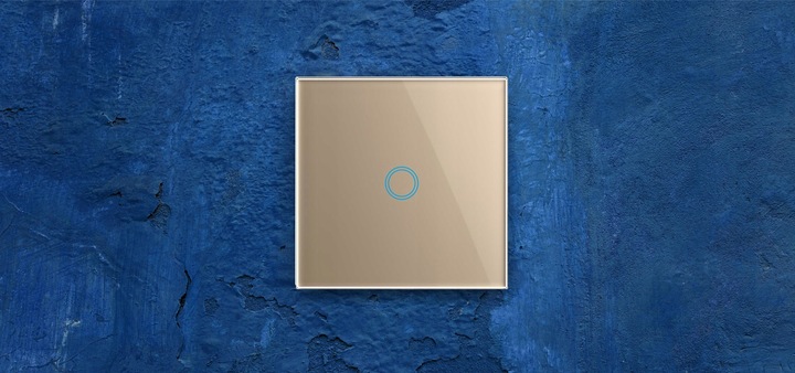 WŁĄCZNIK WYŁĄCZNIK ŚWIATŁA SZKLANY DOTYKOWY POJEDYNCZY ZŁOTY SZKŁO