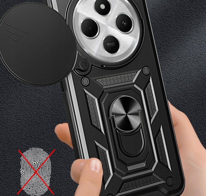 PANCERNE ETUI SLIDE RING CASE DO XIAOMI REDMI 14C | POCO C75 +SZKŁO 9H