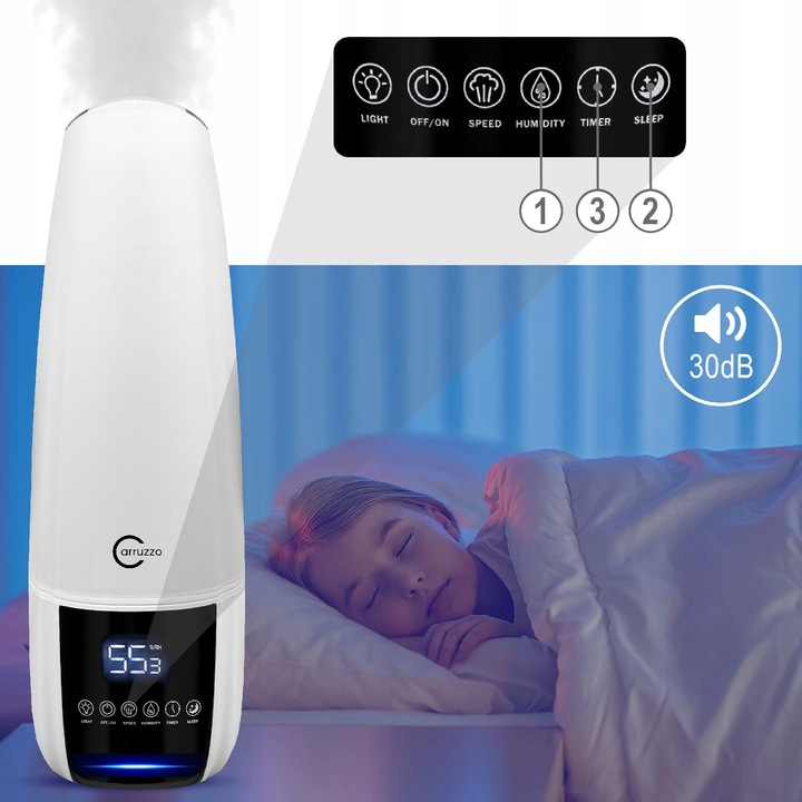 Nawilżacz powietrza DUŻY AUTOMATYCZNY AROMATERAPIA 4w1 3 OLEJKI FILTR PILOT