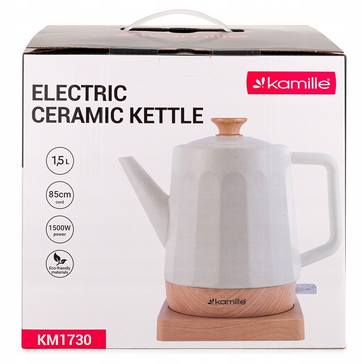 CZAJNIK ELEKTRYCZNY BEZPRZEWODOWY CERAMICZNY KAMILLE 1500 W 1,5 L