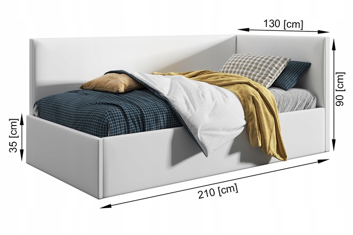 Łóżko młodzieżowe 120x200, Supreme Roma, Tapczan, Pojemnik, Jasny