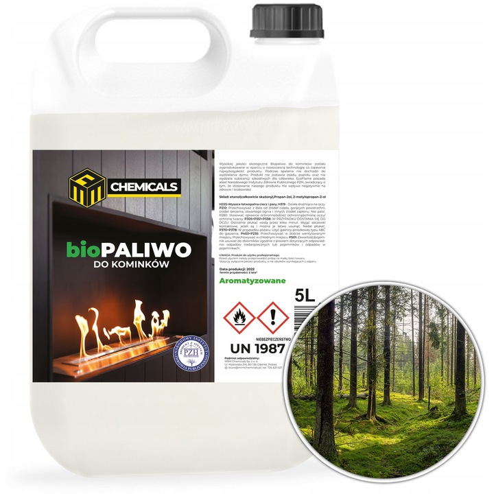 BIOPALIWO DO BIOKOMINKA AROMAT LEŚNY ATEST PZH 5L bez dymu i sadzy