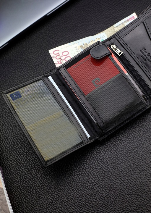 Portfel Męski Pierre Cardin Skórzany Czarny Pojemny RFID Torebka Certyfikat