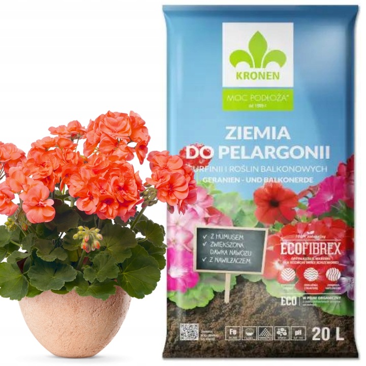 ZIEMIA DO PELARGONII SURFINII BEGONII PETUNII BRATKÓW balkonowych 60L nawóz