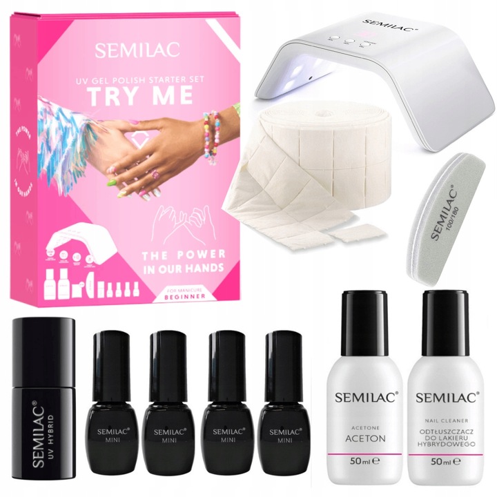 SEMILAC PREZENTOWY ZESTAW STARTOWY DO PAZNOKCI DLA POCZĄTKUJĄCYCH TRY