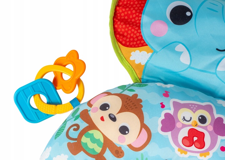 Poduszka dla dziecka interaktywna podróżna rogal grzechotka gryzak dźwięk