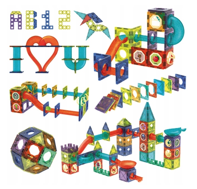 KLOCKI MAGNETYCZNE 3D TOR KULKOWY ŚWIECĄCY ZESTAW