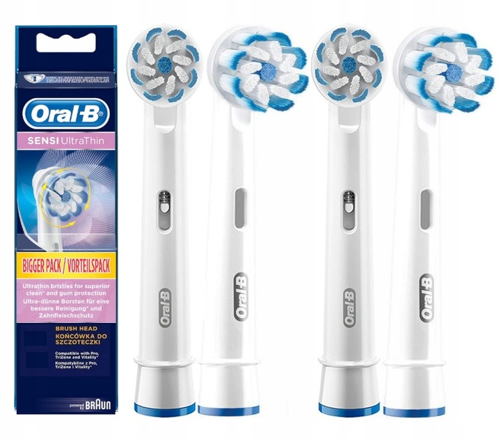 4X ORYGINALNA KOŃCÓWKA BRAUN ORAL-B SENSI ULTRATHIN DO SZCZOTECZKI