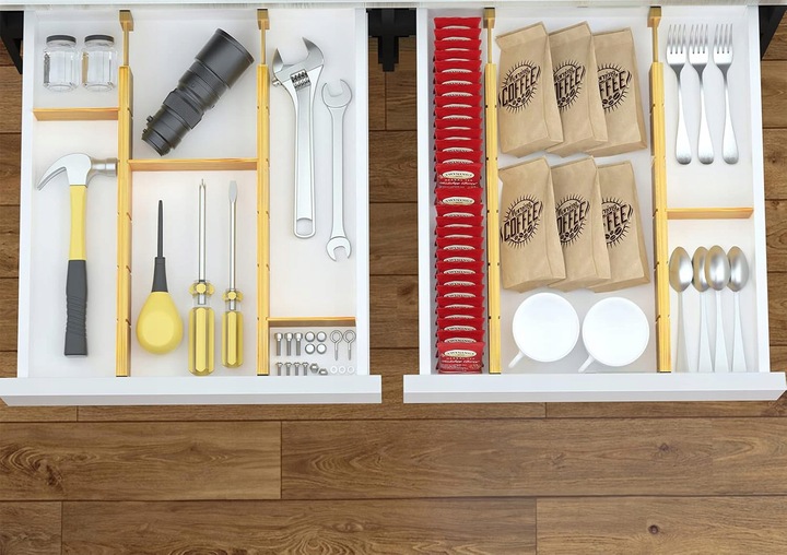 4x BAMBUSOWY ORGANIZER DO SZUFLADY SEPARATOR PRZEGRÓDKA Z 9