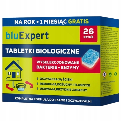 Bakterie do szamba i oczyszczalni Tabletki na Rok 26szt bluExpert