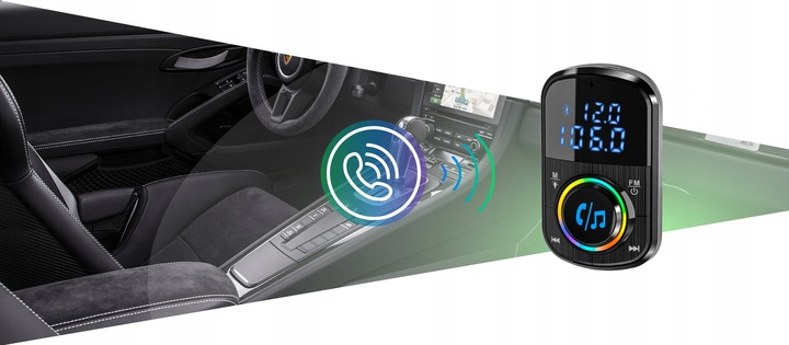 Transmitter FM Bluetooth NAVITEL BHF08 PRO -miernik napięcia, USB-A i USB-C