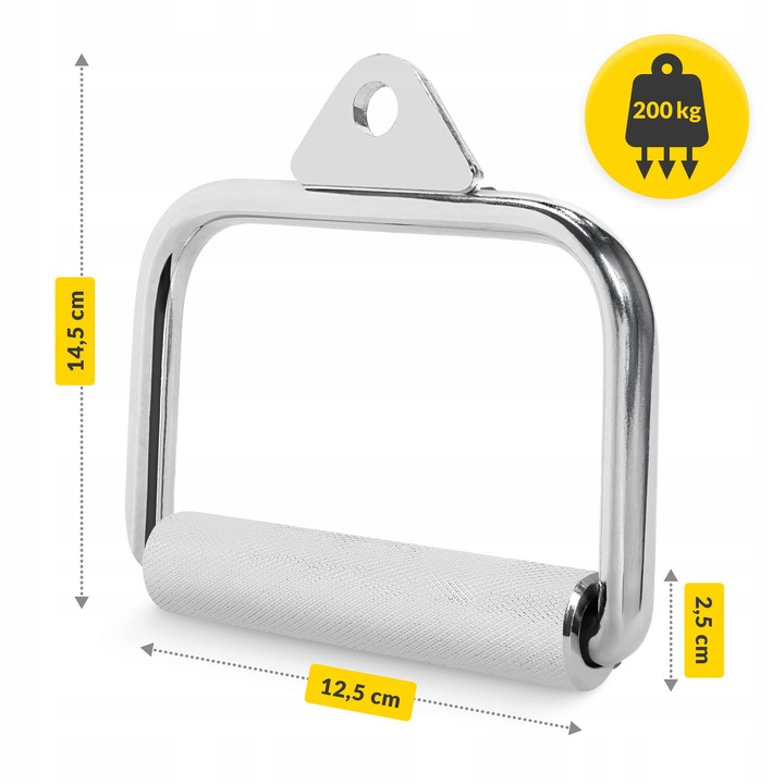 UCHWYT DO WYCIĄGU ATLASU POJEDYNCZY OBROTOWY STALOWY RYFLOWANY PLECY BICEPS