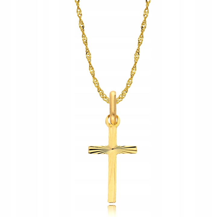 Złoty Łańcuszek z Krzyżykiem 585 Chrzest Komunia Grawer