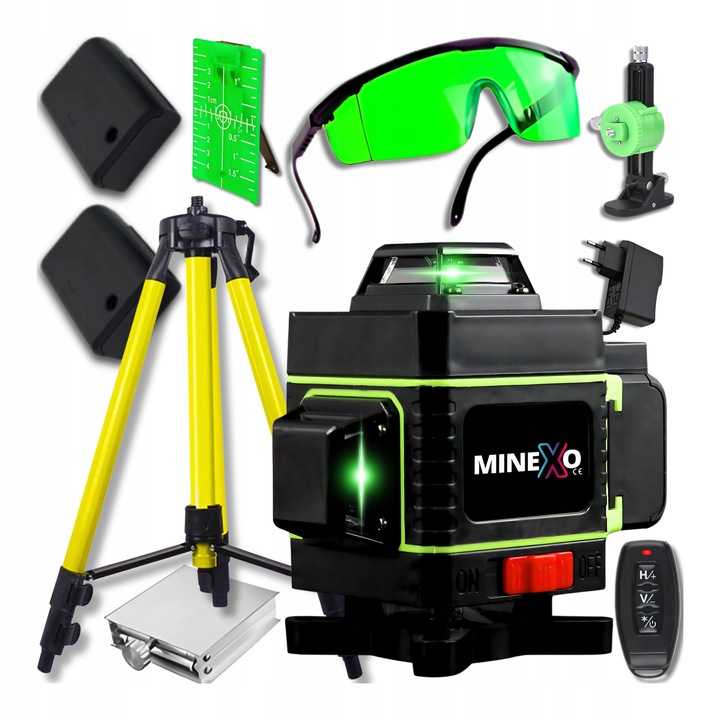 POZIOMNICA LASEROWA POZIOMICA 4D 16 LINII KRZYŻOWA 360 LASER ZESTAW