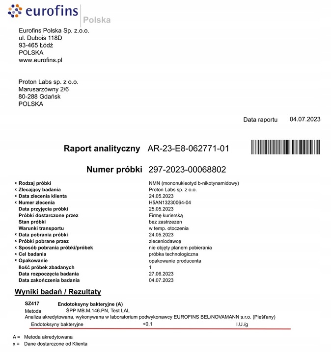 PROTON LABS NMN 15 g czysty proszek 100% mononukleotyd PRZEBADANY 100% pure