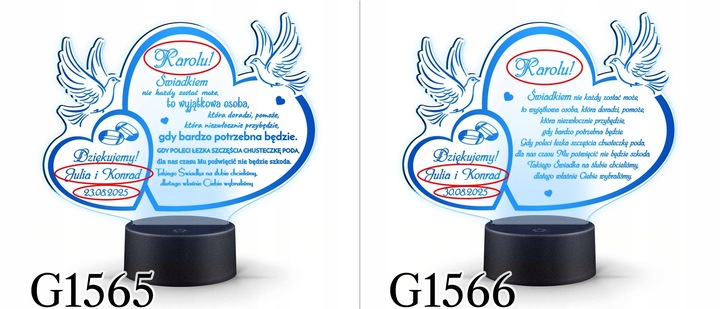 PODZIĘKOWANIA DLA RODZICÓW Świadków PREZENT na ŚLUB WESELE z TWOIM GRAWERem