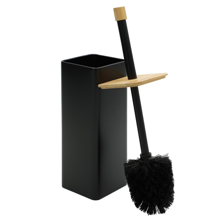 Szczotka do WC toalety czarna łazienkowa toaletowa bambus zamknieta