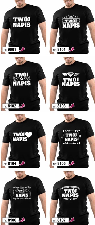 KOSZULKA MĘSKA BAWEŁNIANA T-SHIRT Z TWOIM WŁASNYM NADRUKIEM NAPISEM PREZENT