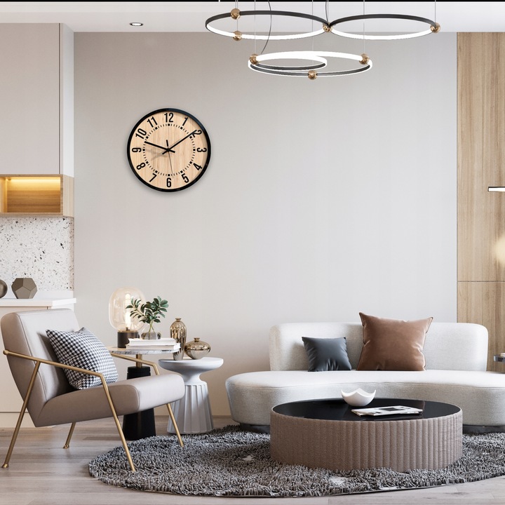 Zegar ścienny Bruno cichy czytelny Bambus Loft