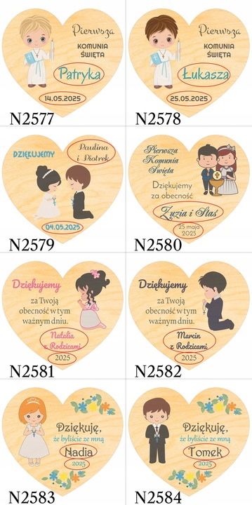 Podziękowania dla gości KOMUNIA na CHRZEST I ROCZEK URODZINY magnes 10