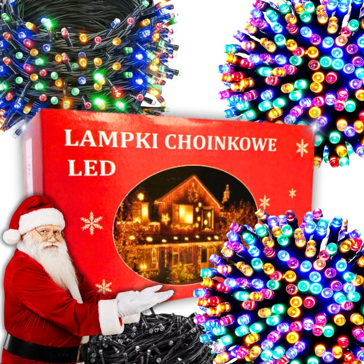 LAMPKI CHOINKOWE 500LED ZEWNĘTRZNE WEWNĘTRZNE MULTI KOLOR ŚWIATEŁKA CHOINKĘ