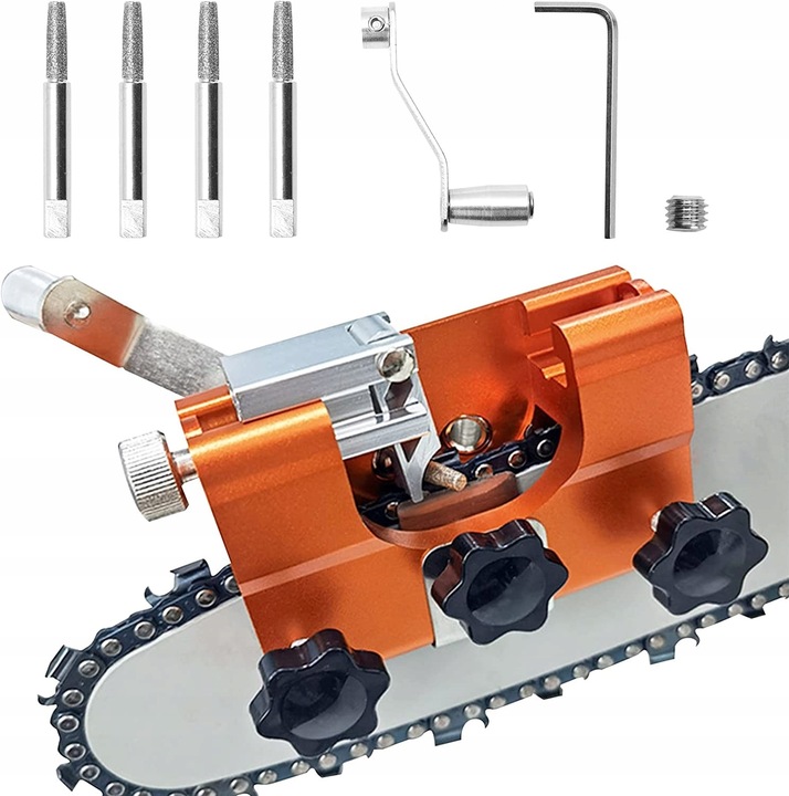 OSTRZAŁKA ŁAŃCUCHÓW PIŁY SPALINOWEJ PILARKI RĘCZNA + 4 OSTRZA OSEŁKI