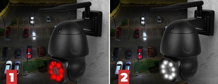 ZEWNĘTRZNA CZARNA BEZPRZEWODOWA KAMERA WIFI OBROTOWA IP 4MPX TUYA SMART DVS