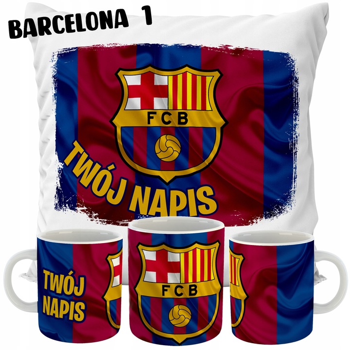 ZESTAW KUBEK + PODUSZKA FC BARCELONA DLA KIBICA