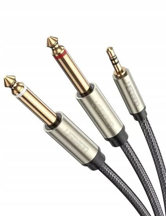 UGREEN Przewód Kabel Audio TRS Mini Jack 3.5mm Do 2x TS 6.35mm 2m W