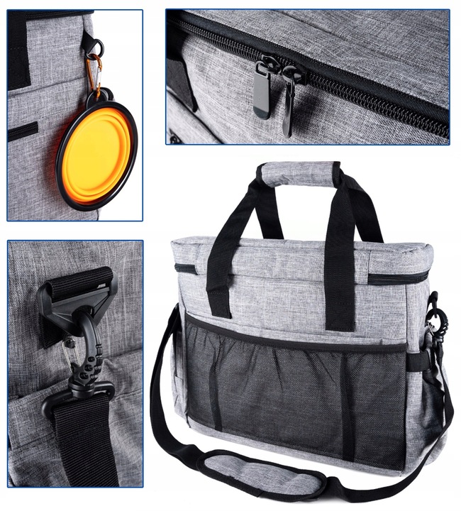 Torba podróżna dla psa miski pojemniki smycz worki