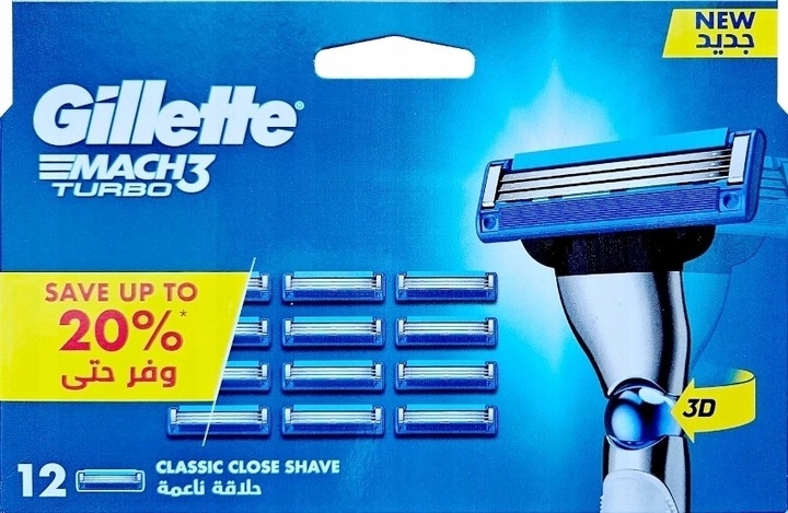 GILLETTE MACH 3 TURBO ORYGINALNE OSTRZA 12 szt
