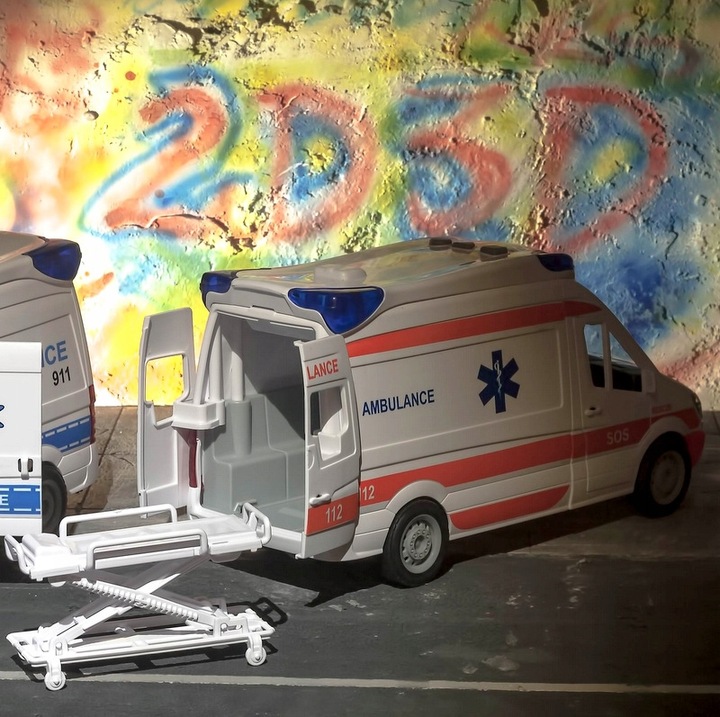 Auto Karetka Pogotowia Ambulans Bus Napęd Dźwięki Otwierane Drzwi z noszami