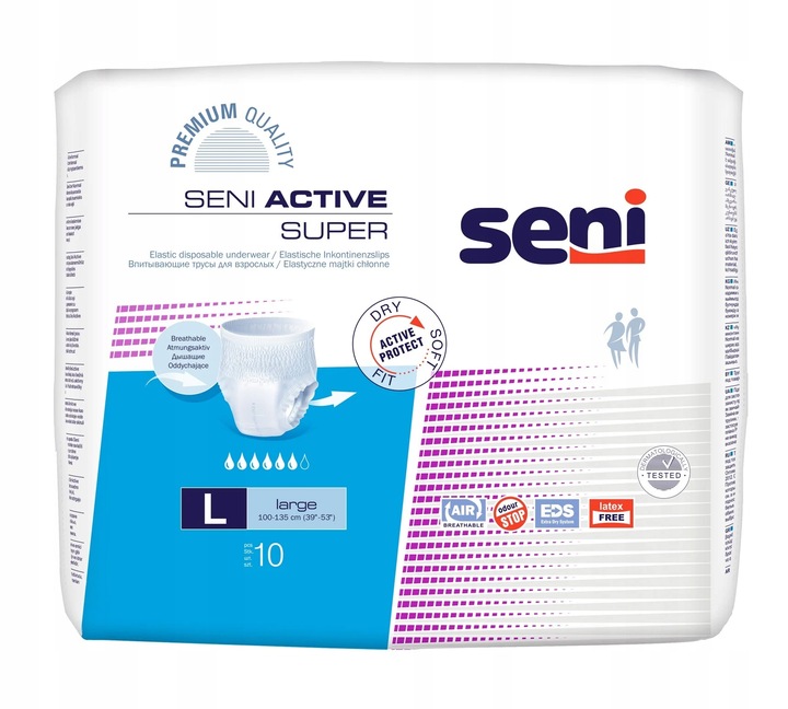 SENI ACTIVE SUPER L MAJTKI CHŁONNE WCIĄGANE DLA DOROSŁYCH 10szt