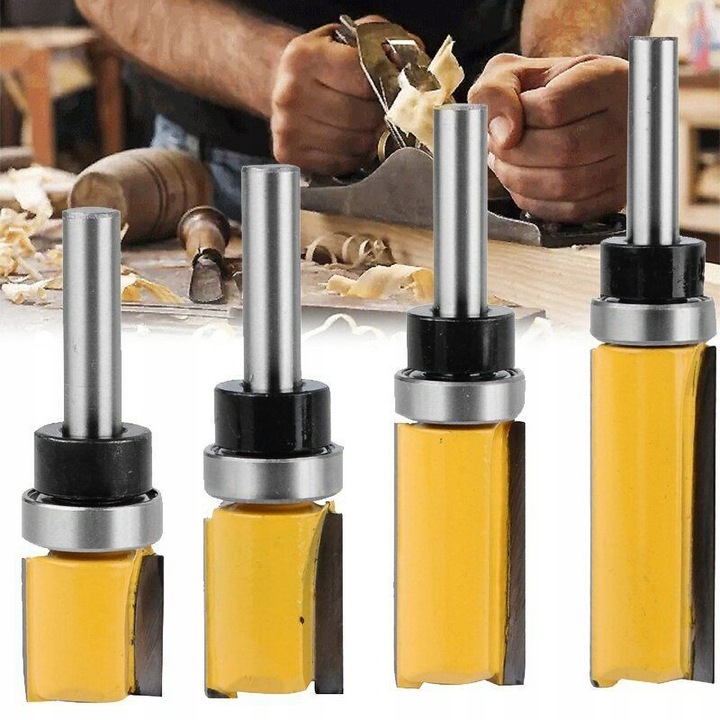 FREZ PROSTY KOPIUJĄCY Z ŁOŻYSKIEM DO DREWNA TRZPIEŃ 8 MM 4 SZT