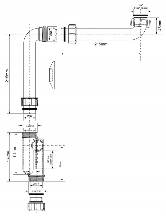 McAlpine syfon umywalkowy oszczędzający miejsce HC13SPS-X32PF