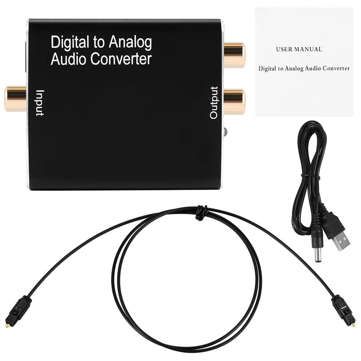 Optyczny Konwerter Coaxial Toslink/ SPDIF RCA 2x CINCH Cyfrowe na